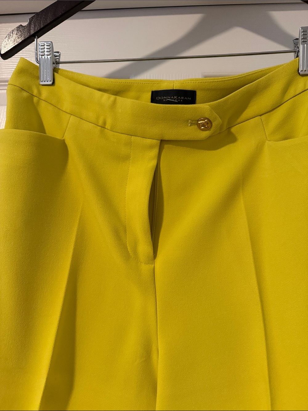 {Donna Karan} Yellow High-Waist Wide-Leg Pants